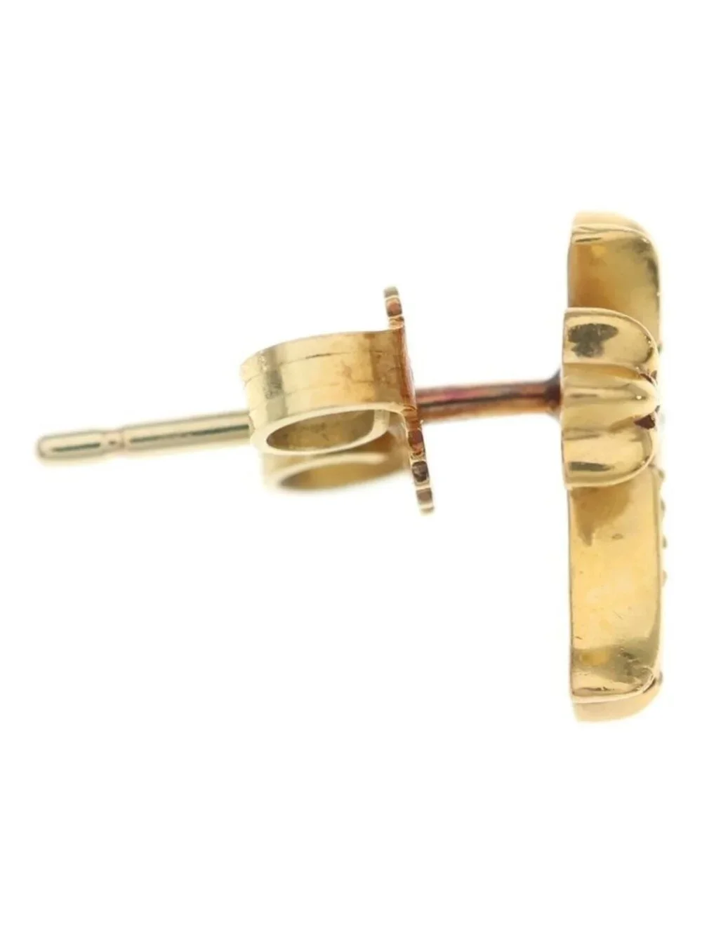 Chrome Hearts 22k CH Crs 2 Fat P Dia CH Crossfat Stud Earrings Pave Diamond Gold